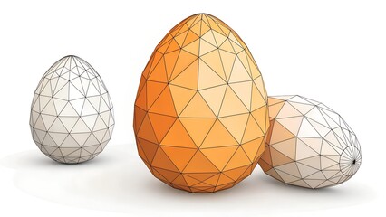 egg consisting of a set of polygonal eggs 3d