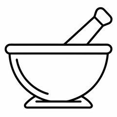 Mortar and Pestle vector icon on white background 