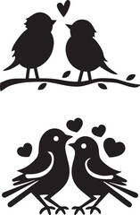 Fototapeta premium Love birds silhouette illustration.