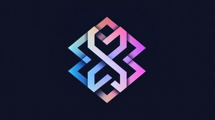 Obraz premium Abstract geometric logo design. Intertwined shapes create a vibrant symbol