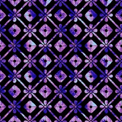 colorful seamless pattern, geometric elements in purple on black background