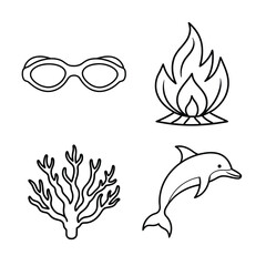 Fototapeta premium Line art sea element