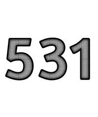 Black and white color numbers 531