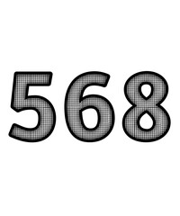 Black and white color numbers 568