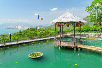 Pavilion among scenic pond at Chua Da Bao, Nha Trang
