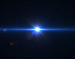 Colorful Glow with Red Orange Light Flares and Sparks on Dark Blue Abstract Background

