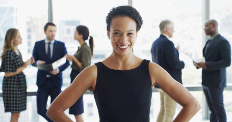 Office, businesswoman and portrait with lawyer for about us, professional career and confidence....
