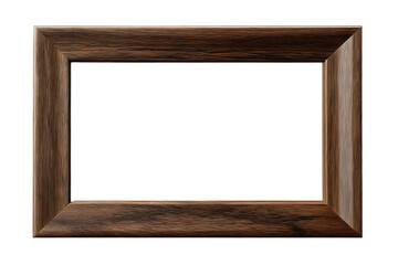 A Rustic Brown Wooden Picture Frame with a Blank Canvas  isolated on transparent background	