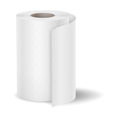 Highquality illustration of a toilet paper roll with a realistic texture. Soft white color. Useful for hygienerelated content and bathroom product designs.