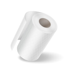 Realistic illustration of a white toilet paper roll. Soft texture with diamond pattern. Perfect for hygiene and bathroom supply themes. Minimalistic white background.