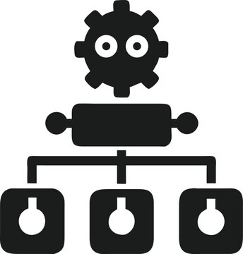Robotic process automation silhouette depicting automization of business tasks in digital systems