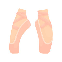 Pink pointe shoes in position. Ballet concept. Ballerina shoes.