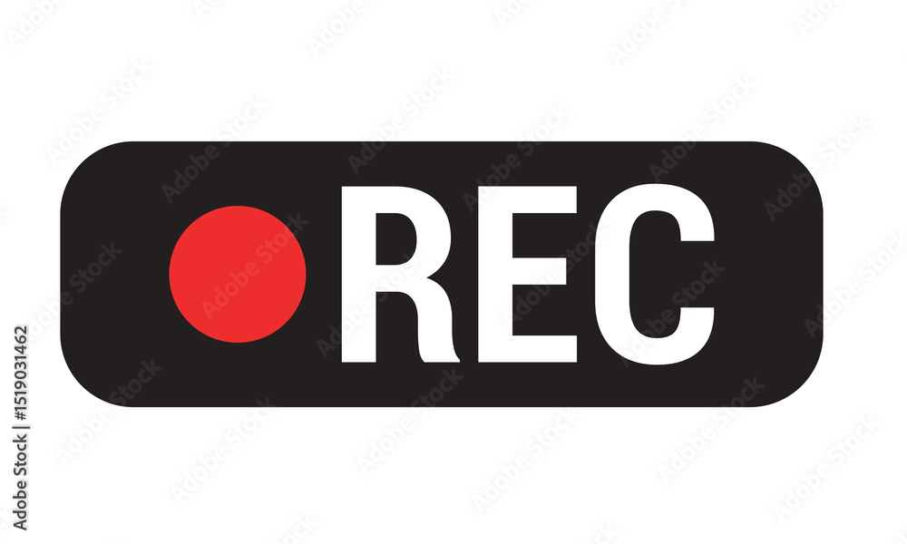 Poster rec icons. of record buttons. video recording sign. red and black symbol for the start of recording 