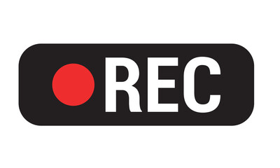 Rec icons. Of record buttons. Video recording Sign. Red and black symbol for the start of recording audio or video on camera. Logo for livestream on computer or radio. Web player technology. Vector.