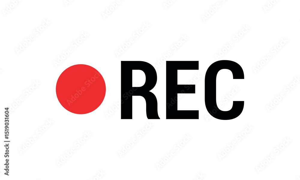 Poster rec icons. of record buttons. video recording sign. red and black symbol for the start of recording 