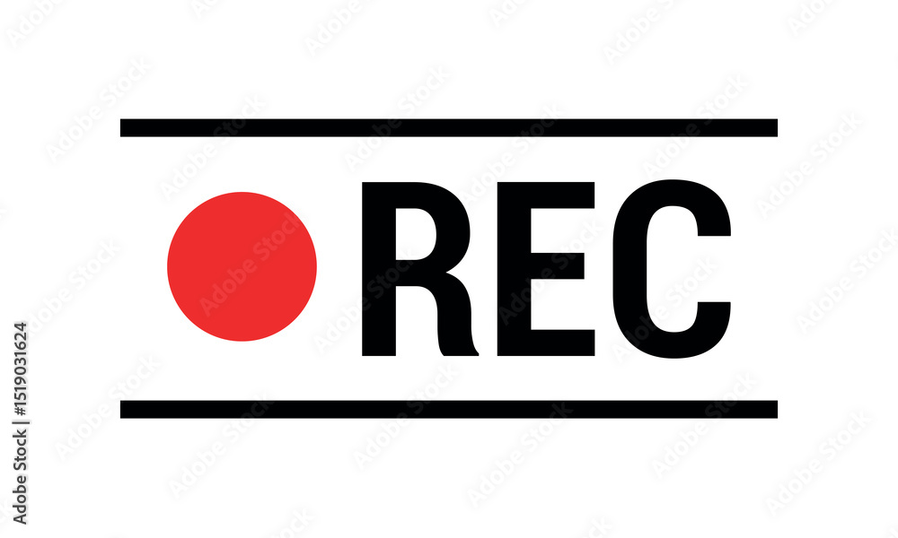 Poster rec icons. of record buttons. video recording sign. red and black symbol for the start of recording 