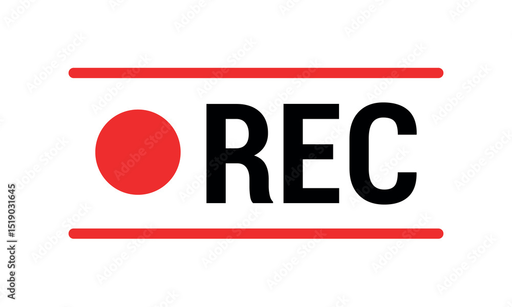 Poster vector illustration of four rec icons with a red dot, ideal for recording and media design purposes.