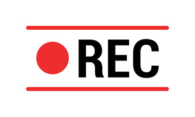 Vector illustration of four REC icons with a red dot, ideal for recording and media design purposes. Rec icons. of record buttons. video recording Sign.
