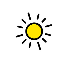 Sun icon, sign and symbol icon. Minimalist vector. Hand drawn illustration, For icon interface, banner, layout, social media post, flyer and mobile apps.