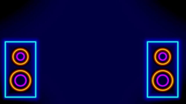Two tall glowing stereo speakers pulsing in sync with audio, suitable for immersive sound environments or club-themed animations