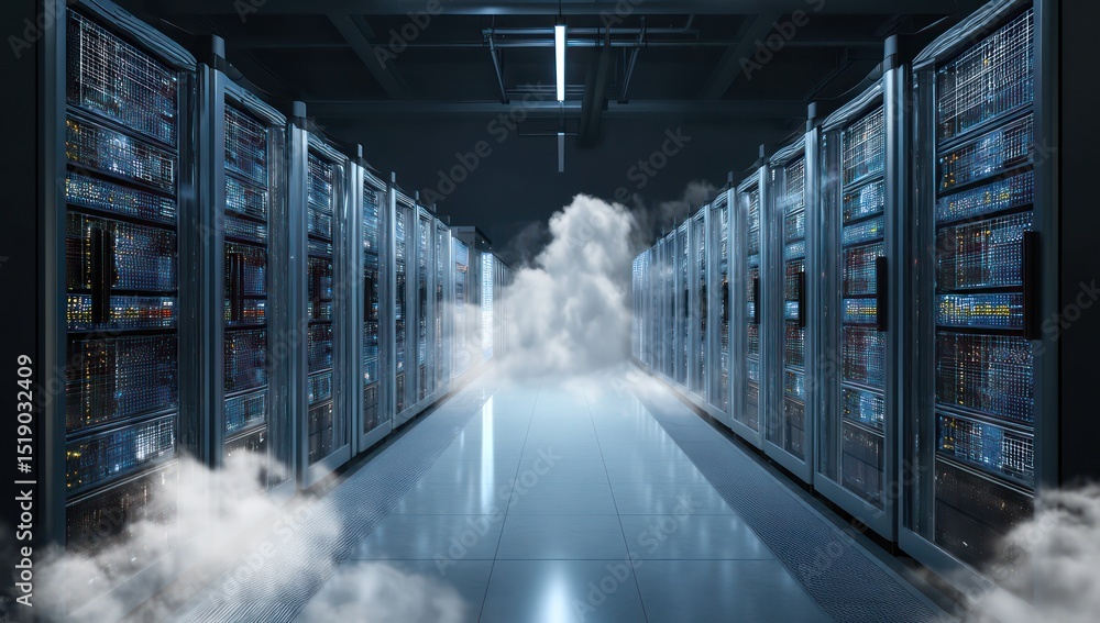 Aufkleber advanced cloud data center with powerful servers and integrated network connections for business use