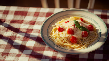 pasta, food, spaghetti, plate, meal, italian, sauce, cuisine, dish, dinner, tomato, healthy, cheese, white, basil, lunch, closeup, noodles, gourmet, carbonara, fresh, fork, noodle, parmesan, vegetable