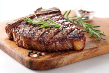 Grilled steak with rosemary