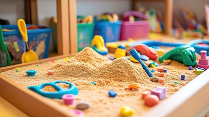 Indoor Sensory Play: A Colorful Sand Table with Toys