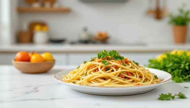 phali on a plate against a beautiful white background with kitchen decor, the subject is placed at the bottom with enough space for text to be added, optimized for photo use.