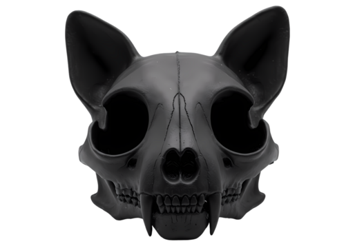Monochromatic Cat Skull isolated on transparent baackground