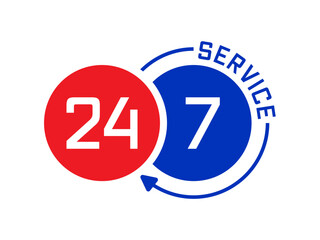 red-navy 24-7 concept. 24-7 logo on white background