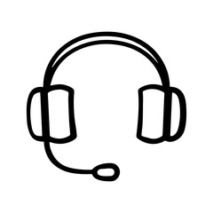 Headset doodle vector icon