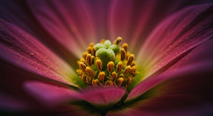 A close up of a flower with a yellow center