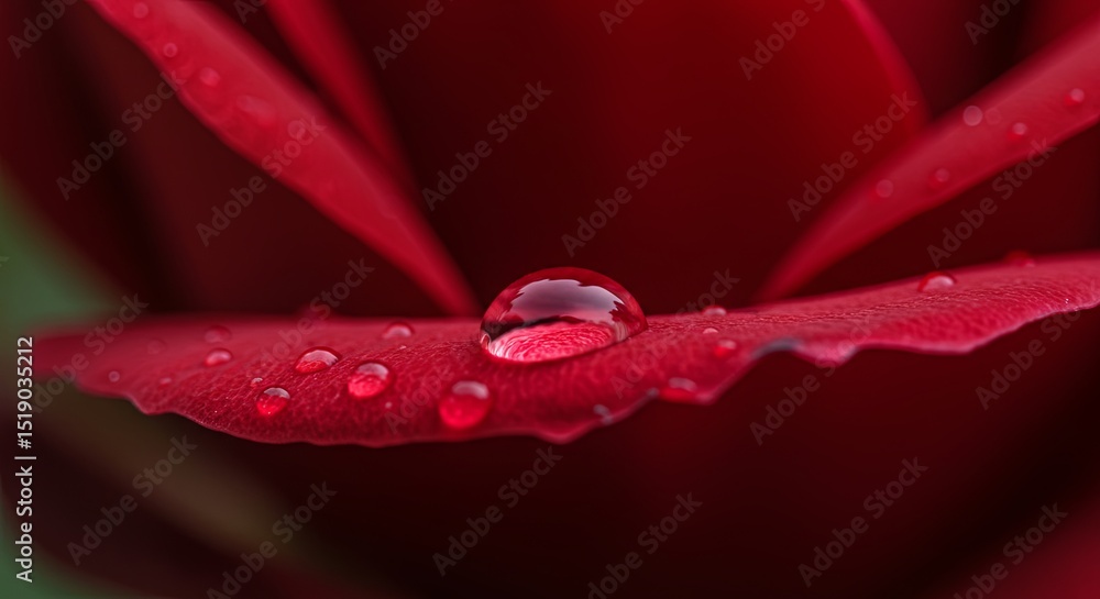 Poster a red rose with a single drop of water on it