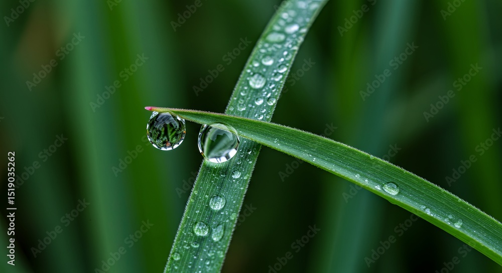 Poster a leaf with two drops of water on it