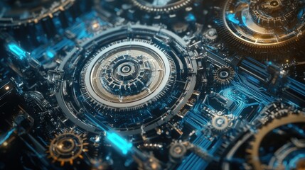Fototapeta premium Detailed close-up of intricate gears and mechanisms