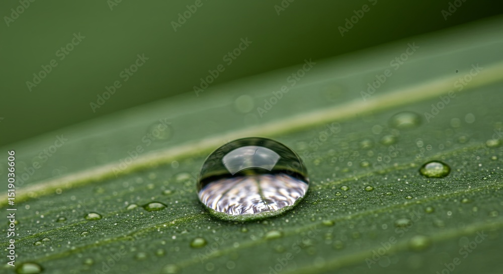Poster a leaf with a drop of water on it