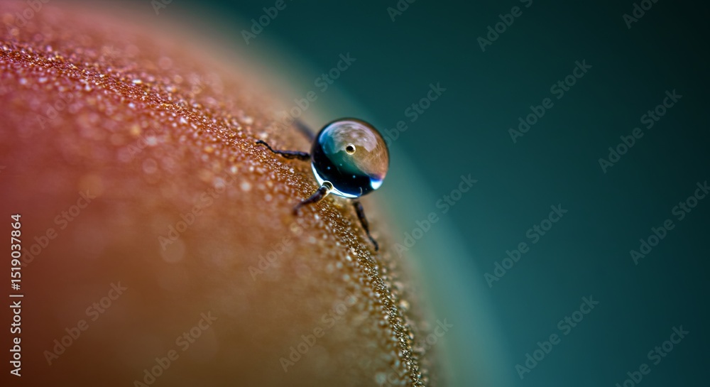 Poster A bug is sitting on a surface with a small drop of water on it