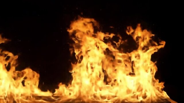 Fiery Inferno Intense Flames, Burning Embers, Hot Fire