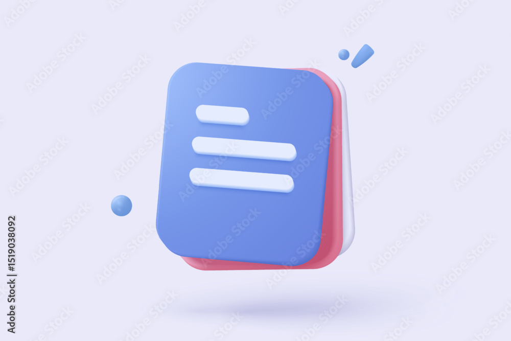 Aufkleber 3d icon file task management todo check list, assignment and exam paperwork, work on organization, p