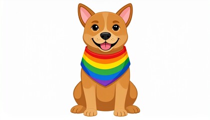 Happy Dog Wearing a Rainbow Pride Bandana LGBTQ Support