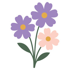 trendy colorful Blush Cosmos Bouquet clipart, Flower Gift Bouquet illustration, Flower Bouquet design sublimation
