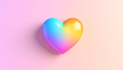 Colorful Gradient Heart Shape on Pink Background Lovely Valentine's Day Design
