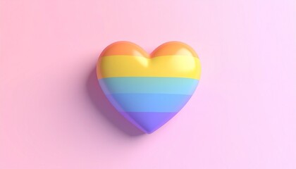 Rainbow Heart Shaped Object on Pink Background LGBTQIA Pride Symbol