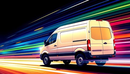 Side view of a speeding van, dynamic lines indicating rapid movement Flat vector illustration, speed, hurry