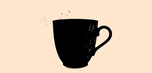 Silhouette of cappuccino cup, ink hatching style, vintage etching effect, etching, white