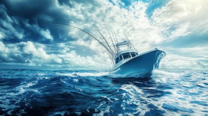 Fishing boat in rough seas