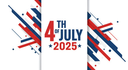 Obraz premium 4th of july 2025 abstract poster design in red, white, and blue