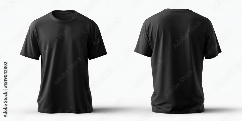 Aufkleber featuring front and back views of a black t shirt template, ideal for displaying unique designs and 