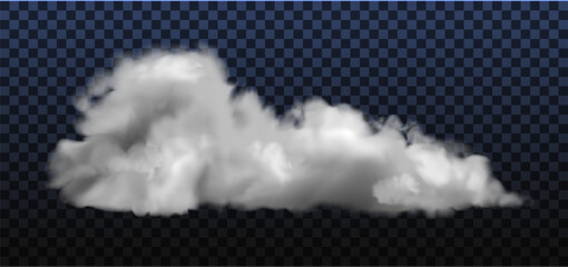 Realistic smoke effect. White clouds from car wheels with transparency. Speed road dust illustration. Steam spray design element